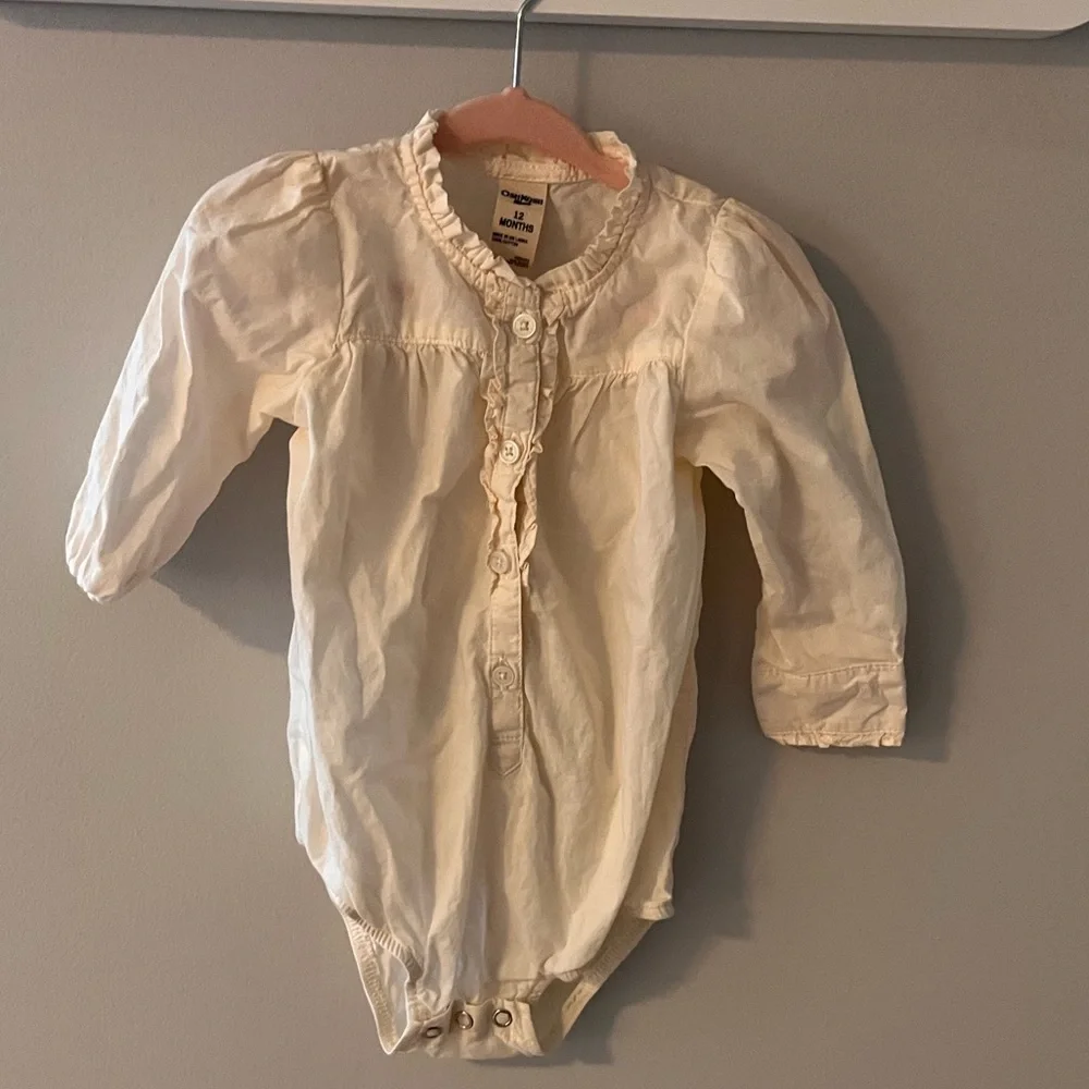 Cream ruffle button up top